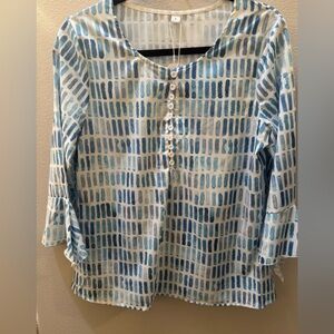 Blue Patterned Women's Top